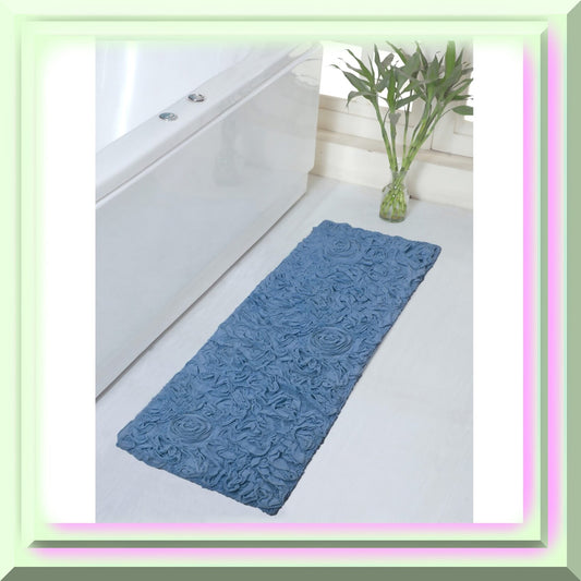 21"x54" Cotton Bath Rug Runner Sky Blue