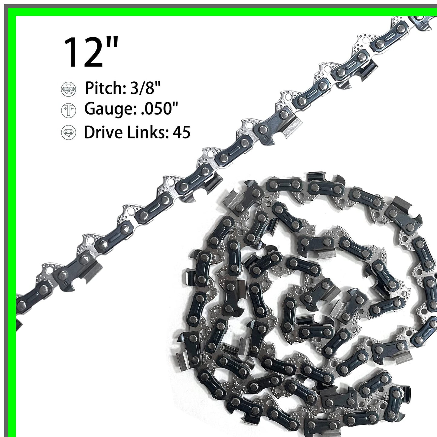 12 Inch Replacement Chainsaw Chain for Greenworks and Sun Joe Models