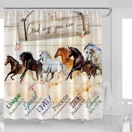 Horse and Wild Animals Farmhouse Shower Curtain 70x70