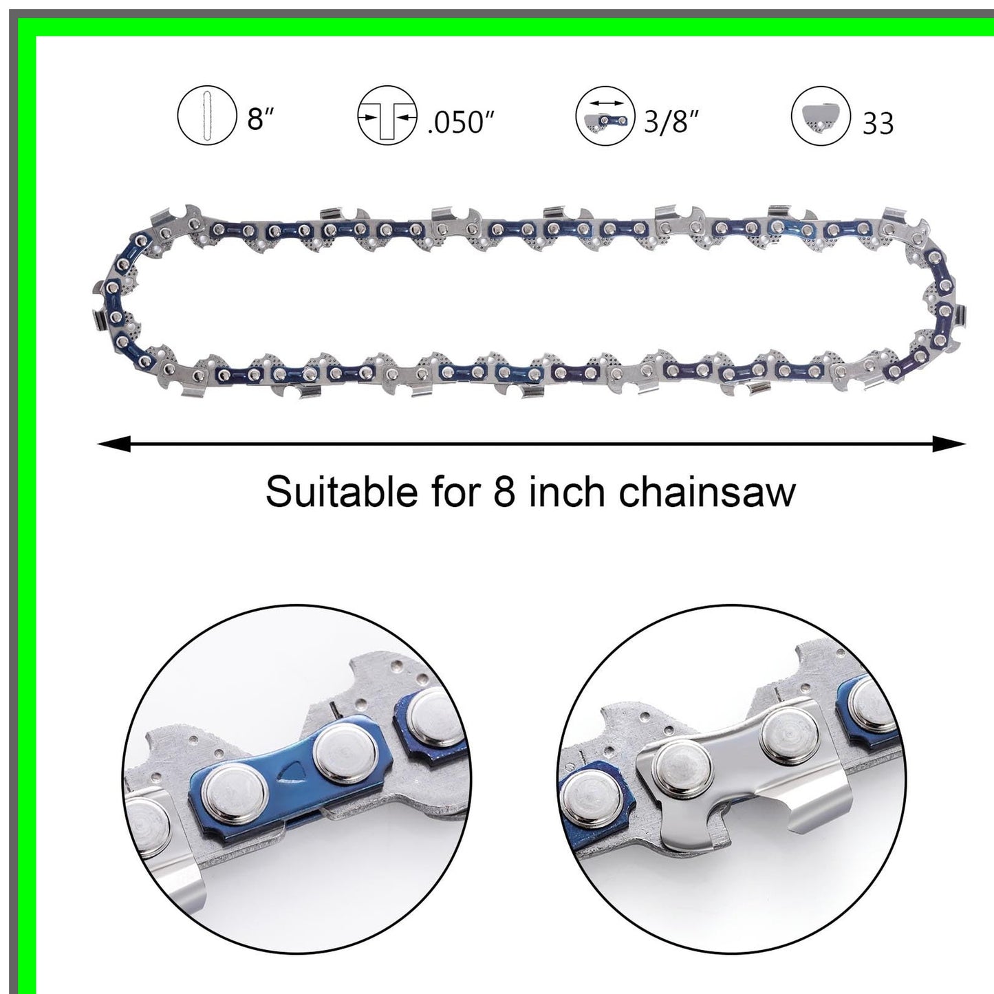 8 Inch Chainsaw Chain Replacement Set for Efficient Cutting Performance