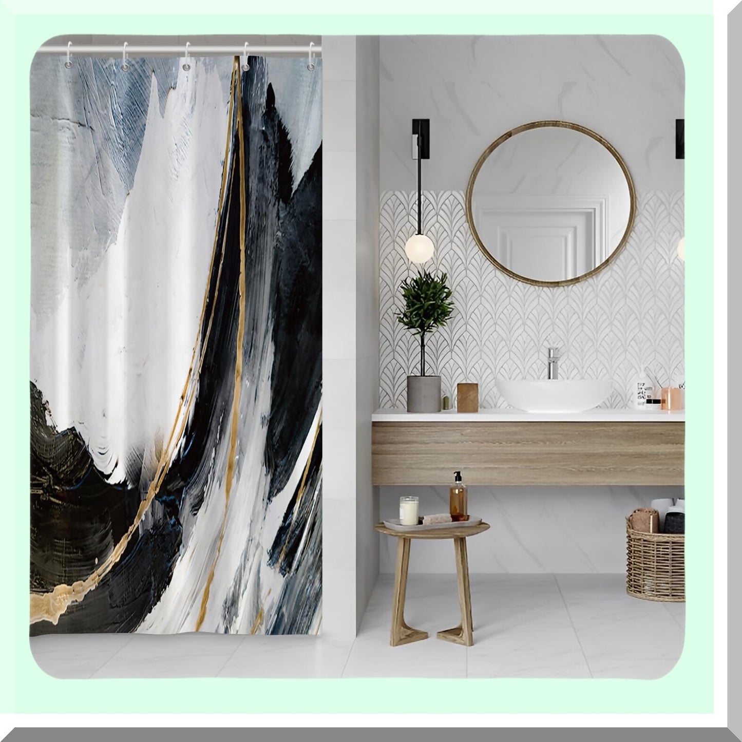 48x72 Inch Abstract Ink Painting Shower Curtain