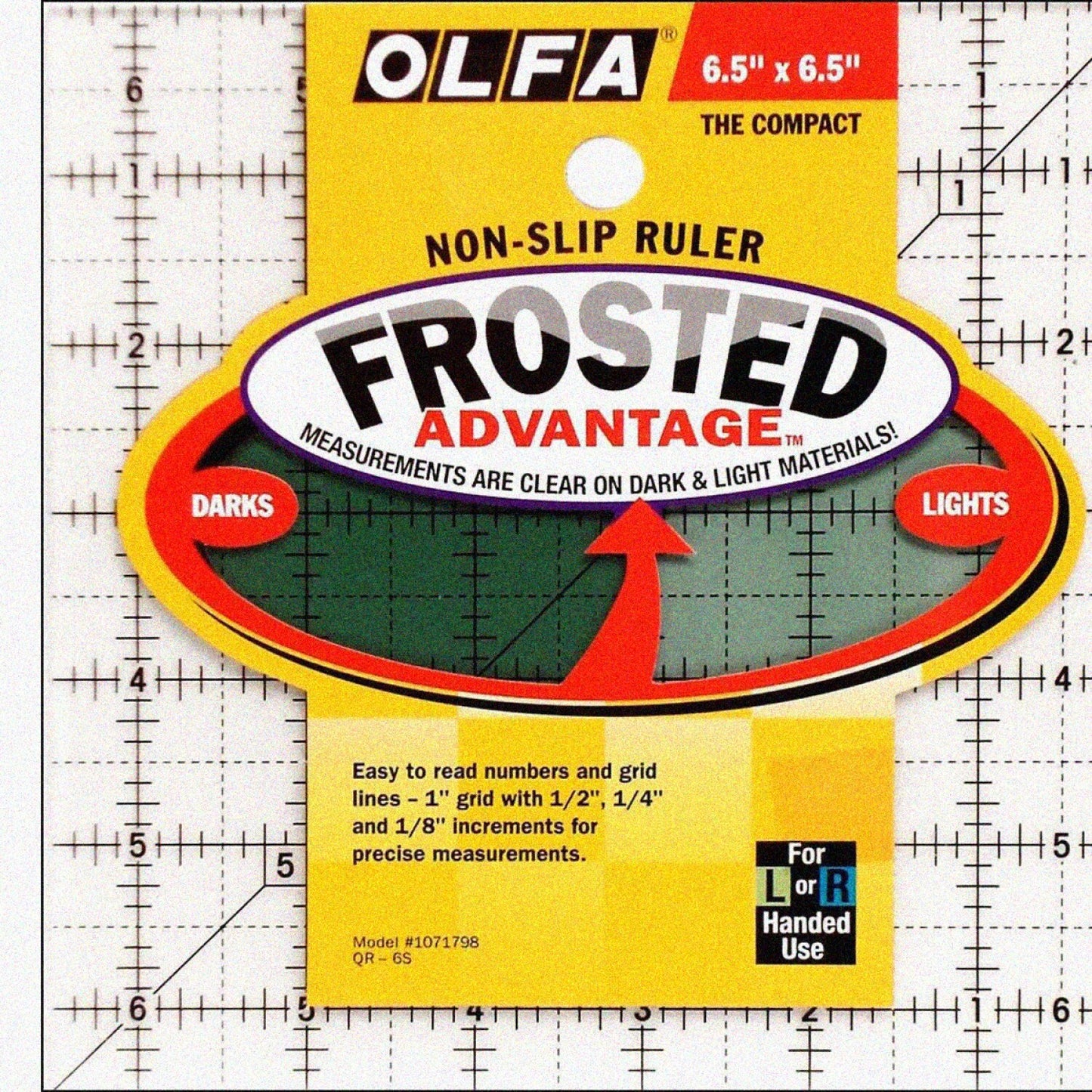 Frosted Acrylic Non-Slip Ruler 6.5" x 6.5"