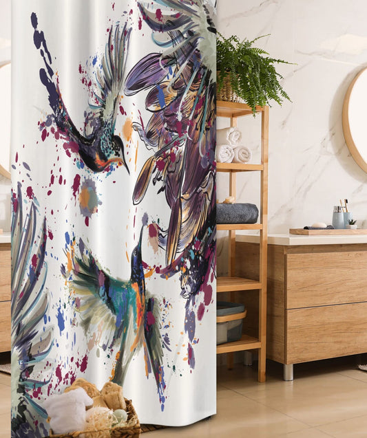Hummingbird Art Lily Watercolor Shower Curtain 36x72