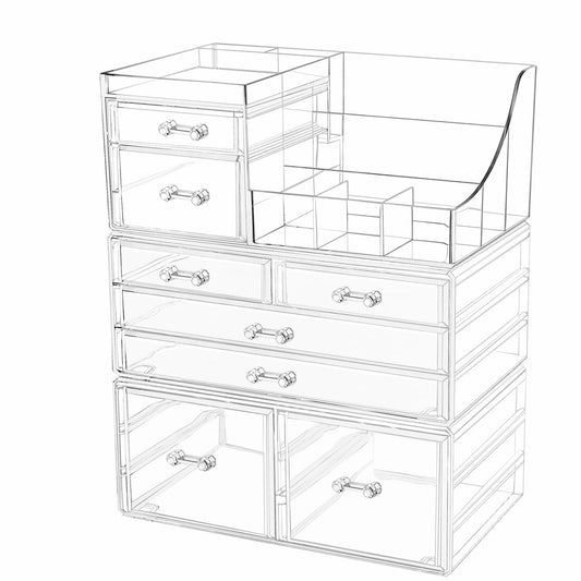 8-Drawer Clear Makeup Organizer for Vanity