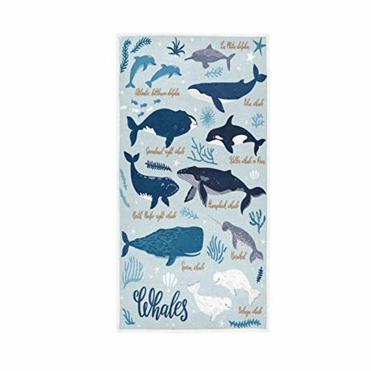 Whales Ocean Sea Hand Towel 16x30 in