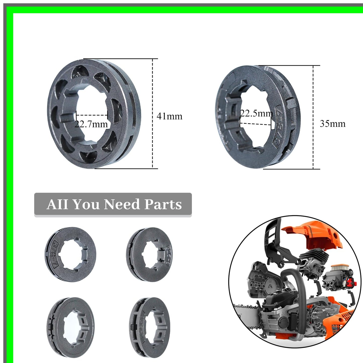 Sprocket Rim Replacement Kit for 2-Stroke Chainsaws 6Pc Set