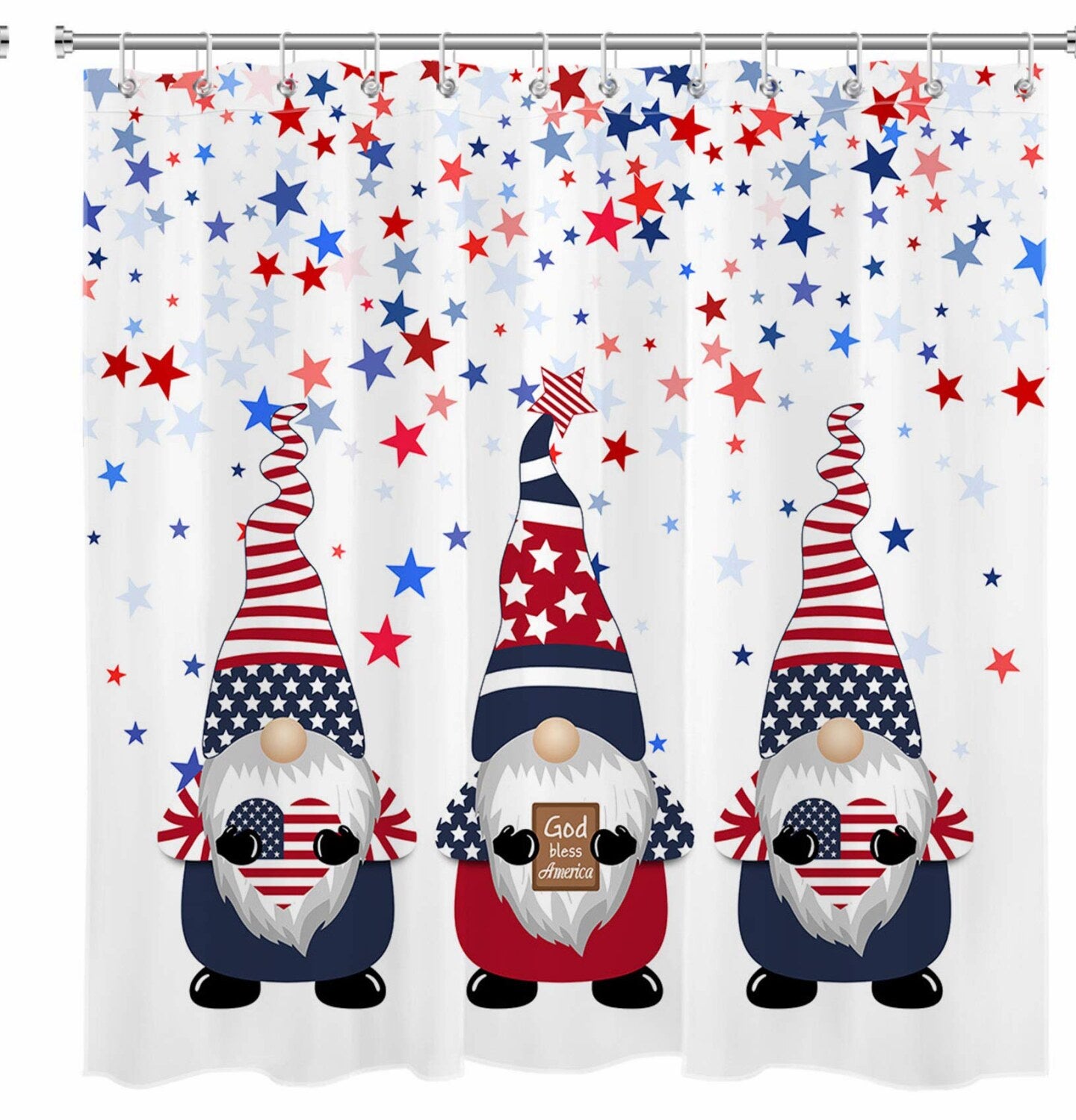 4th of July Patriotic Shower Curtain 72x72 inches Waterproof Polyester