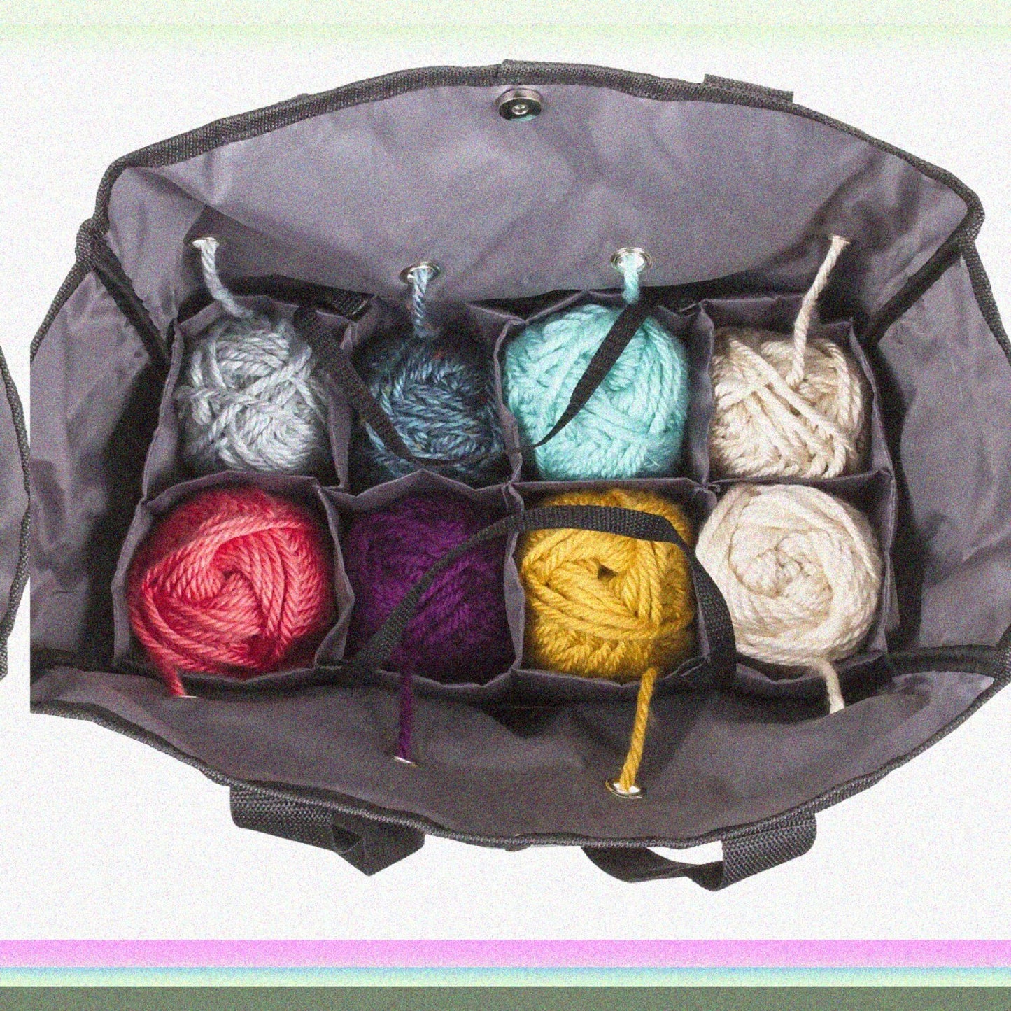 Yarn Tote Bag Gray Black 8 Skeins Capacity