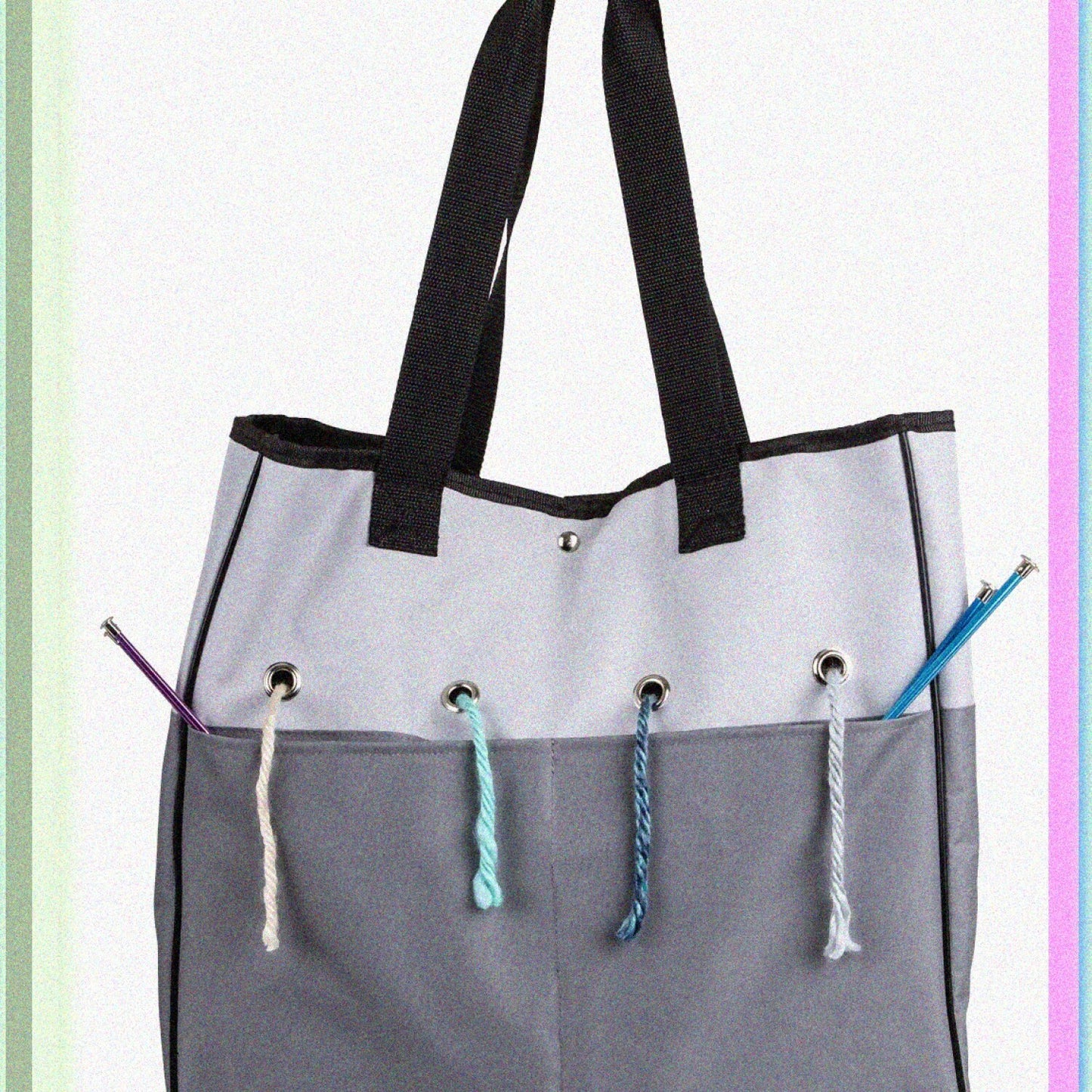 Yarn Tote Bag Gray Black 8 Skeins Capacity