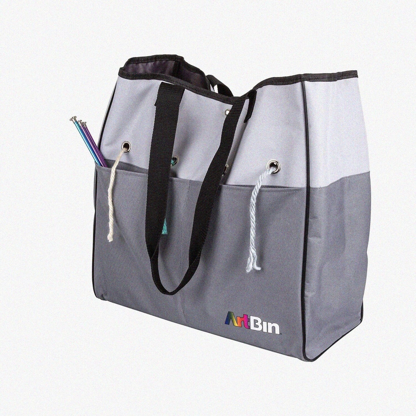 Yarn Tote Bag Gray Black 8 Skeins Capacity