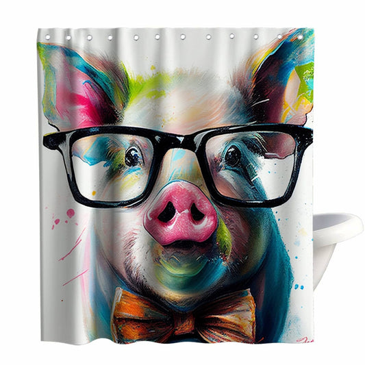 Animal Art Shower Curtain 72x72 Inches Blue Pink Yellow