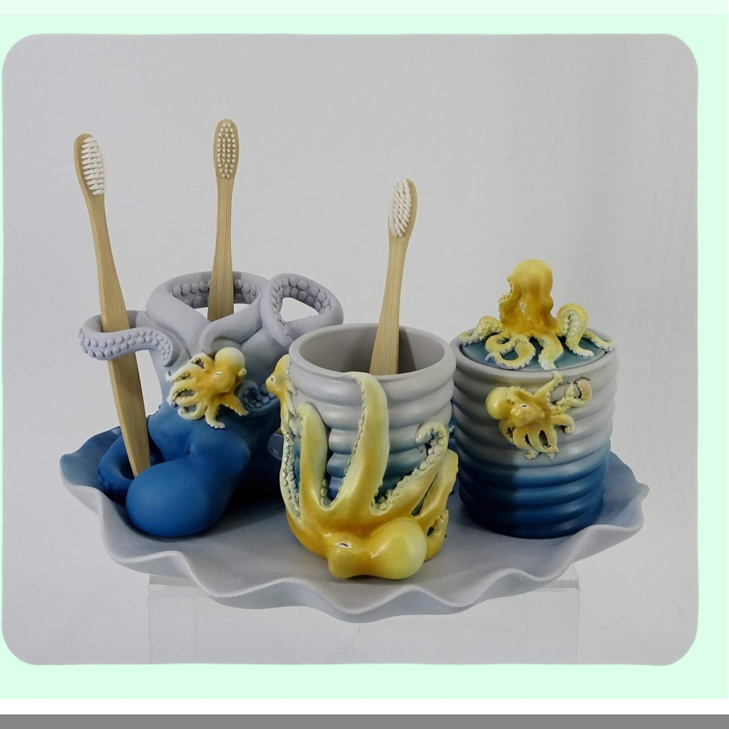 Resin Octopus Family Tumbler Ocean Blue