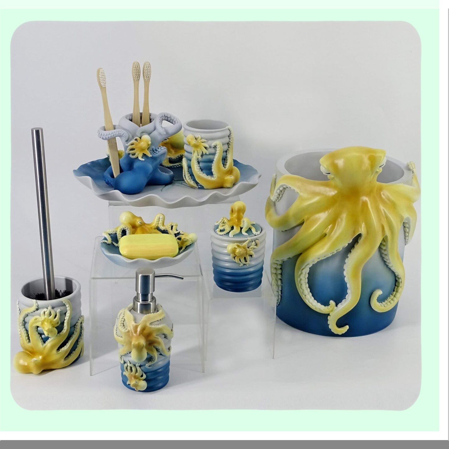 Resin Octopus Family Tumbler Ocean Blue
