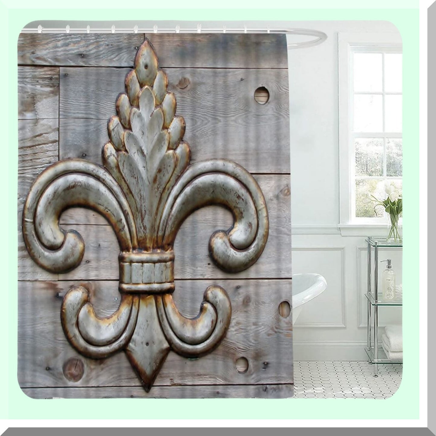 4-Piece Waterproof Bathroom Set with Rug and Curtain