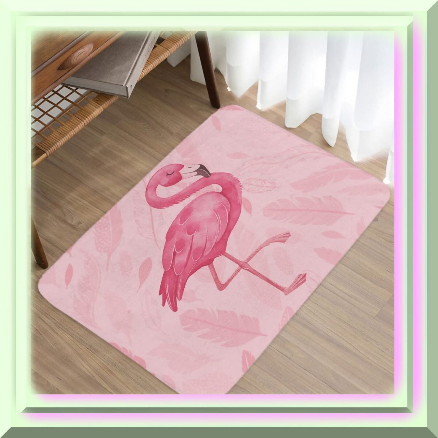 Pink Flamingo Bathroom Rug 17x29 Flannel Non-slip