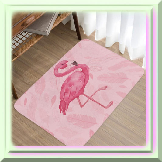Pink Flamingo Bathroom Rug 17x29 Flannel Non-slip