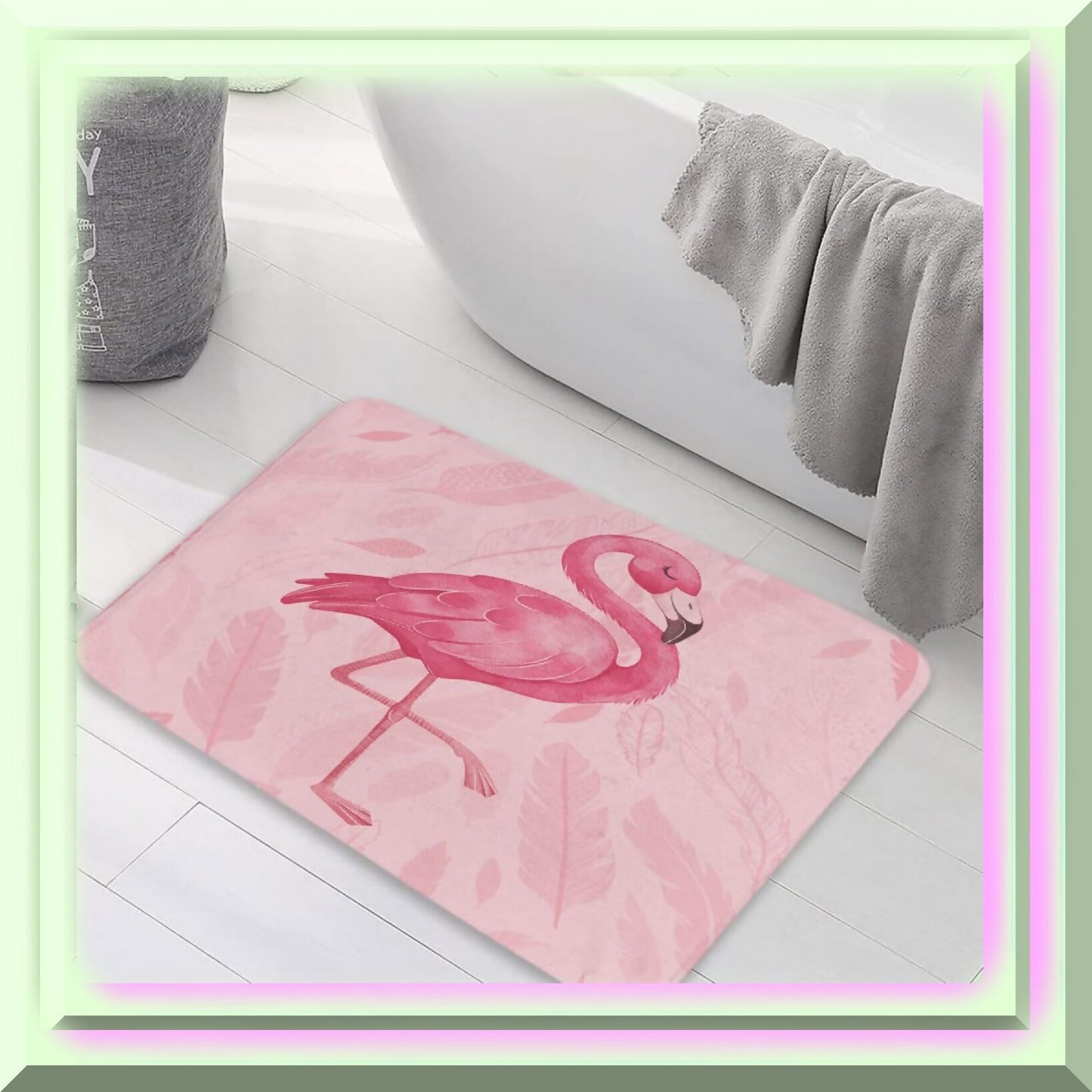 Pink Flamingo Bathroom Rug 17x29 Flannel Non-slip