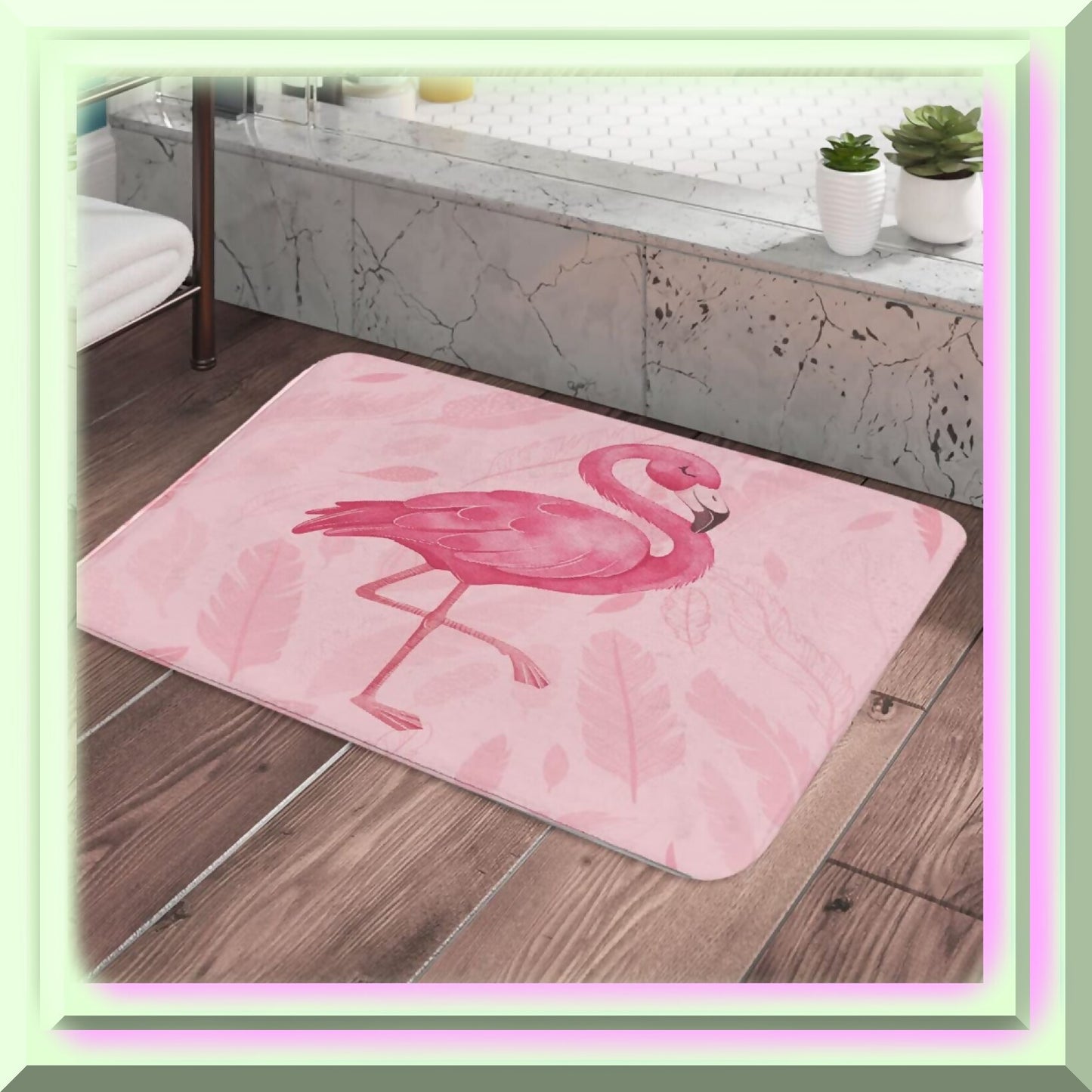 Pink Flamingo Bathroom Rug 17x29 Flannel Non-slip