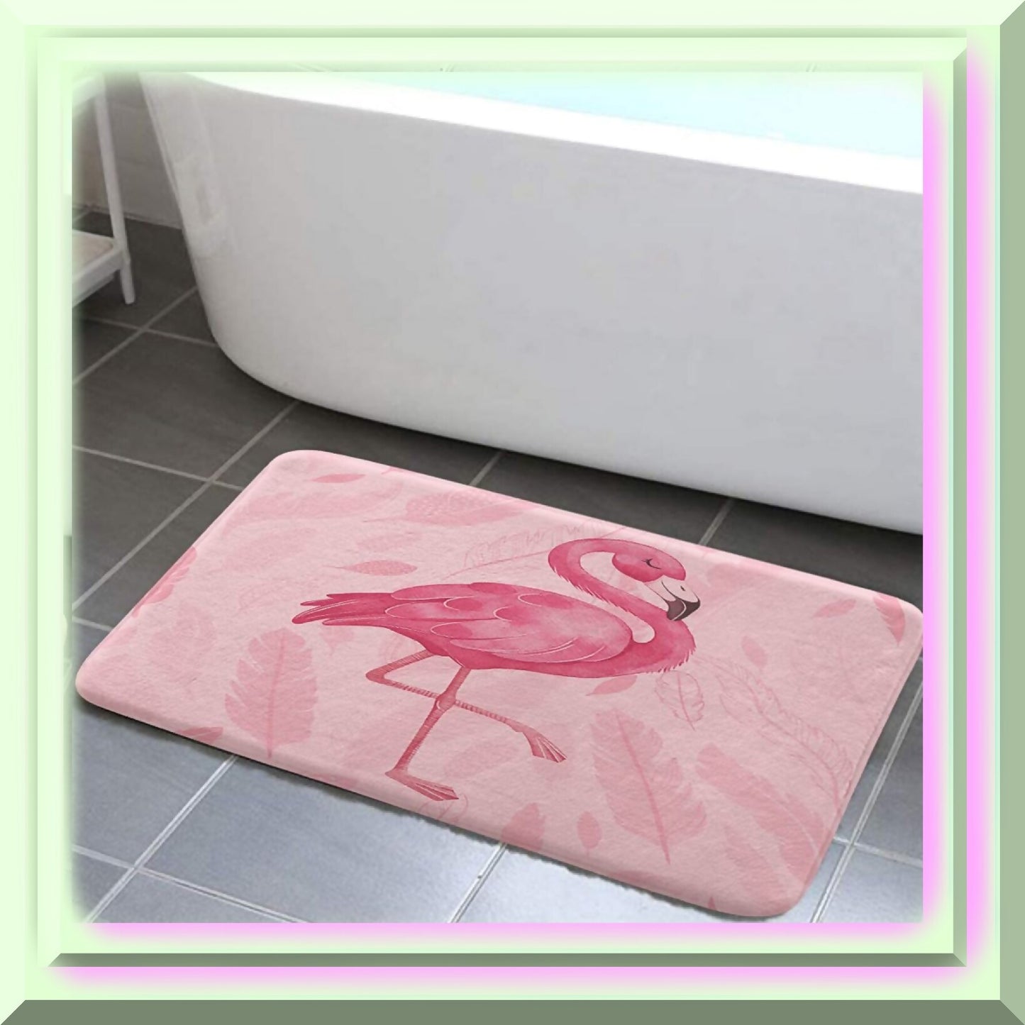 Pink Flamingo Bathroom Rug 17x29 Flannel Non-slip