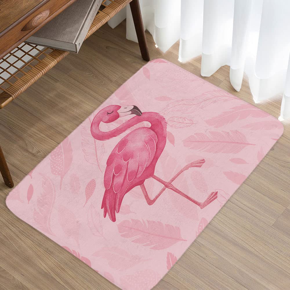 Pink Flamingo Bathroom Rug 17x29 Flannel Non-slip