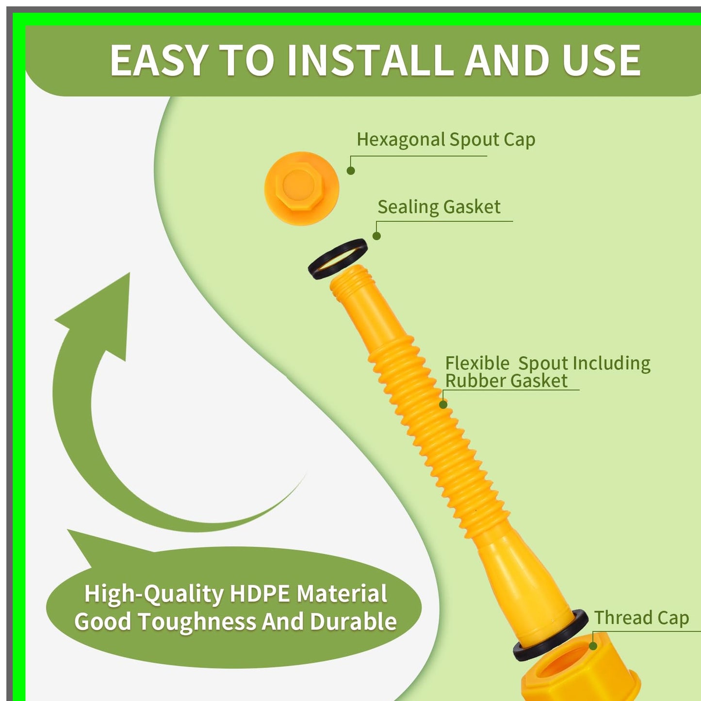Easy Install No-Spill Gas Can Spout Replacement Kit for 1-10 Gallon Cans