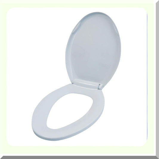Elongated Plastic Toilet Seat with Adjustable Hinge White