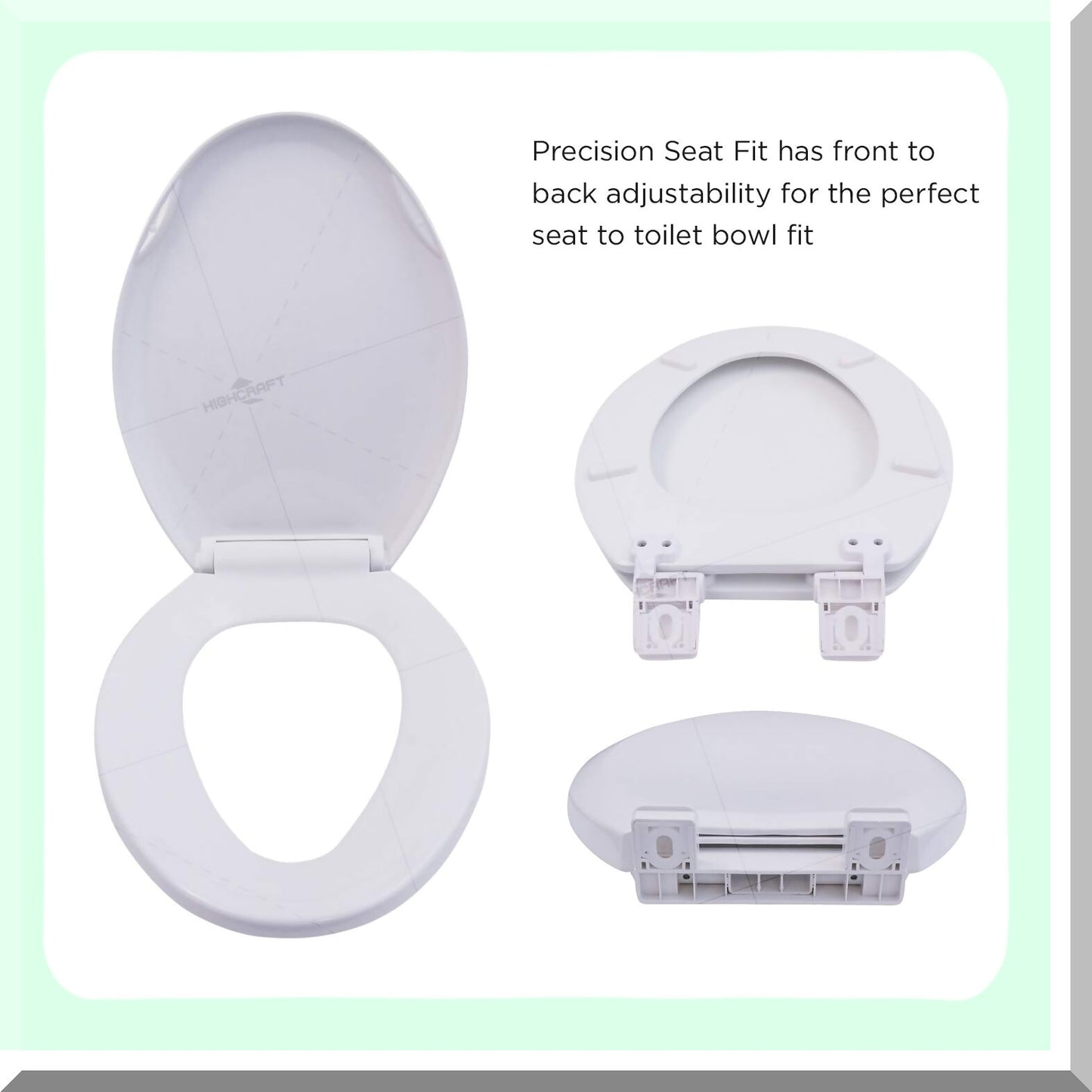 Elongated Plastic Toilet Seat with Adjustable Hinge White