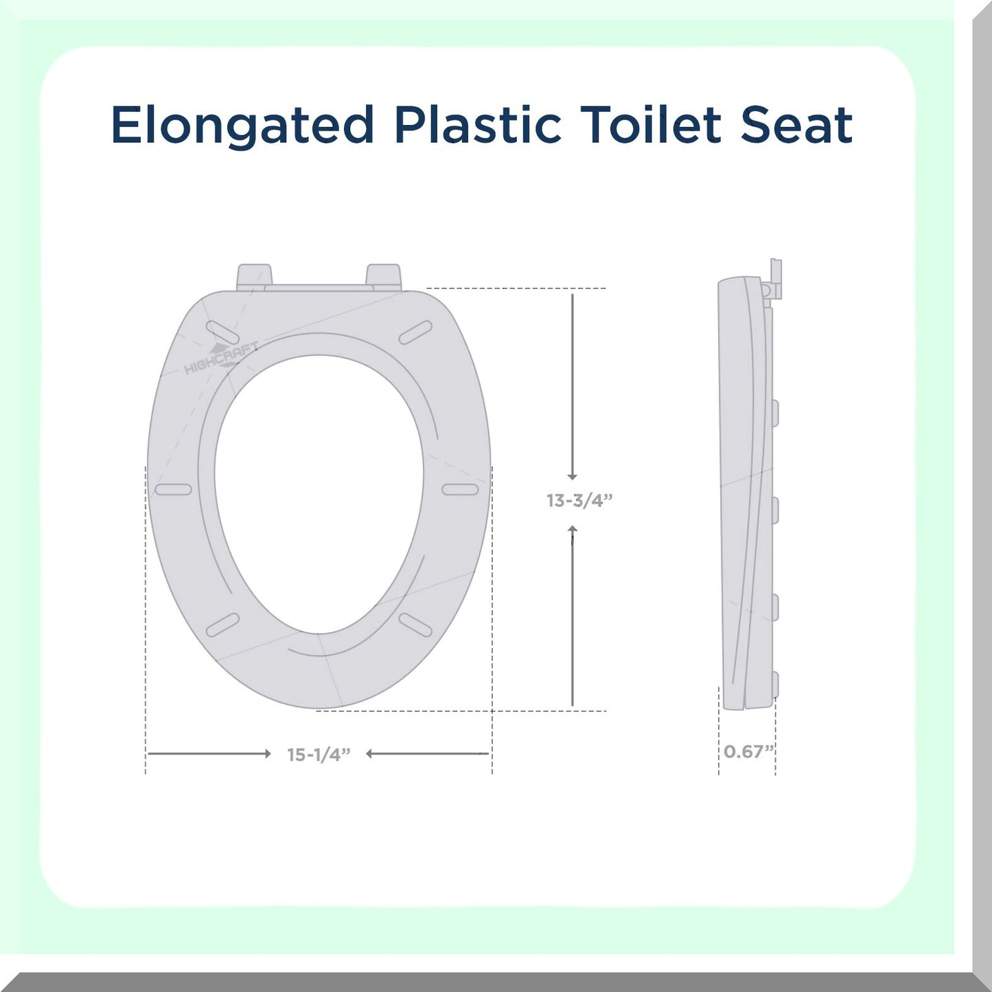 Elongated Plastic Toilet Seat with Adjustable Hinge White