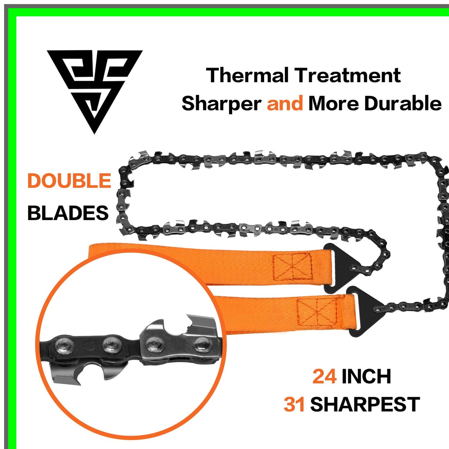 Compact Dual-Sided Pocket Chain Saw with Fast Cutting Blade for Outdoor Survival