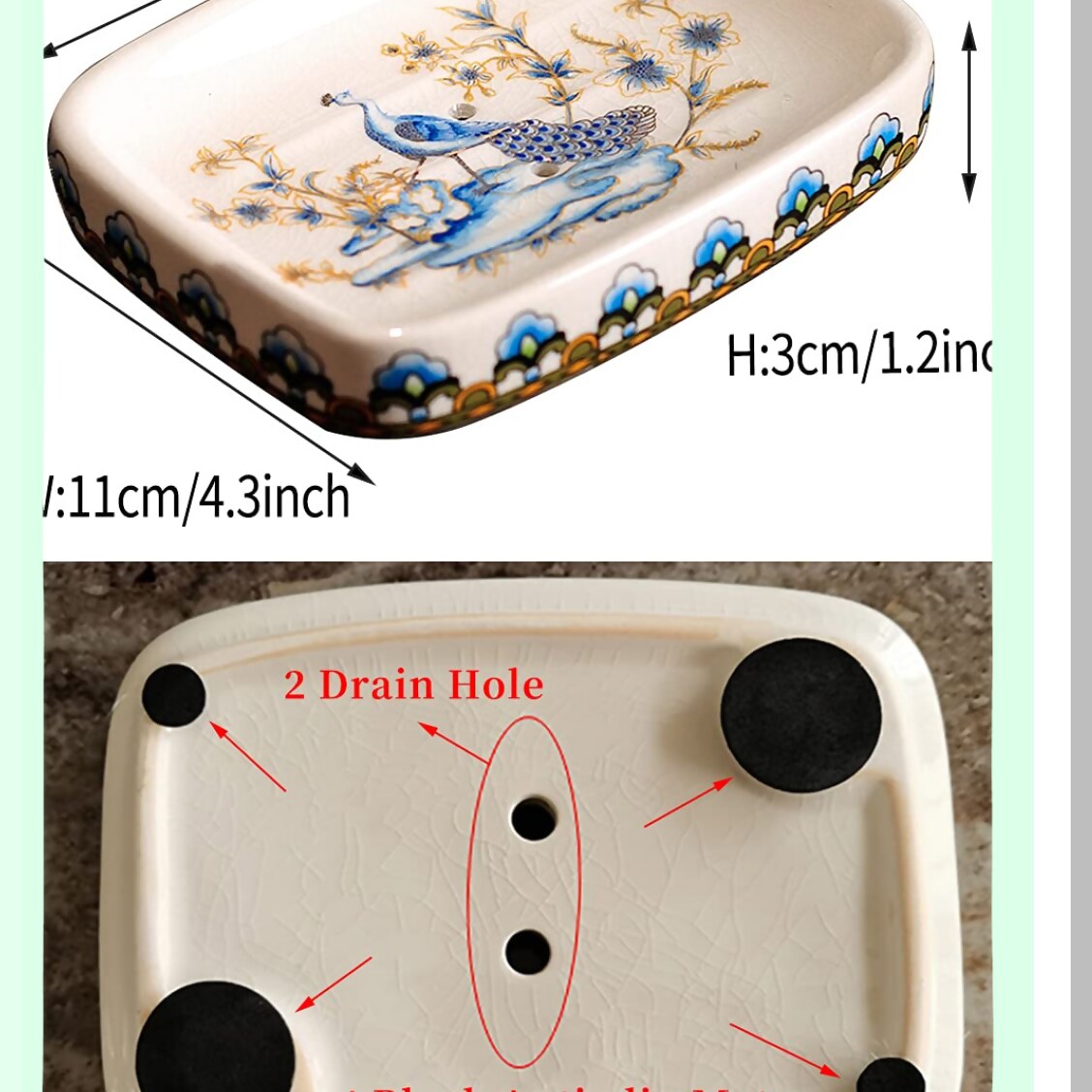 Ceramic Soap Dish Multicolor 5.5x4.3x1.2 inches