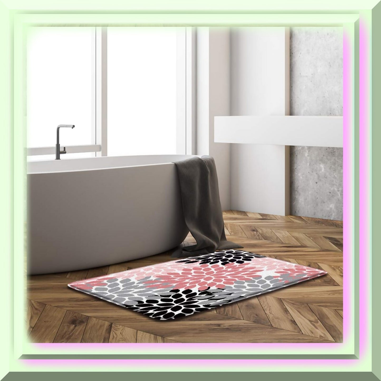 Dahlia Floral Bath Mat 20x31 Inch