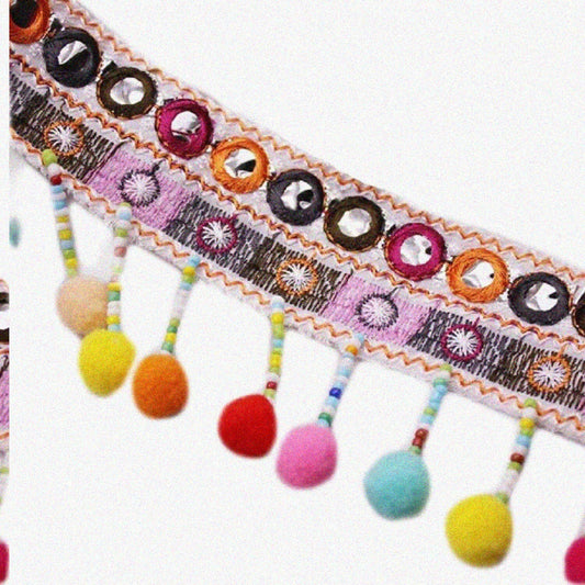 Rainbow Pom Pom Trim for Sewing and Decor