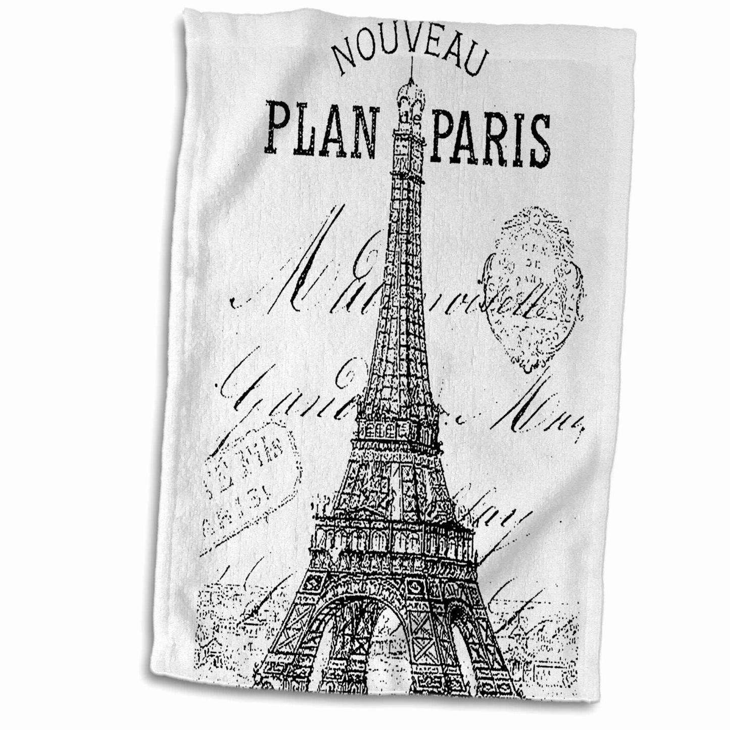 3D Rose Nouveau Paris Eiffel Tower Hand/Sports Towel 15x22