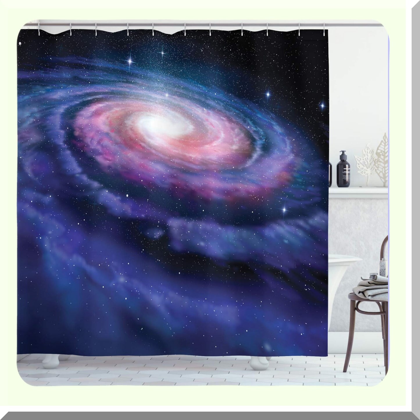 Outer Space Shower Curtain 69x75 inches Purple Blue