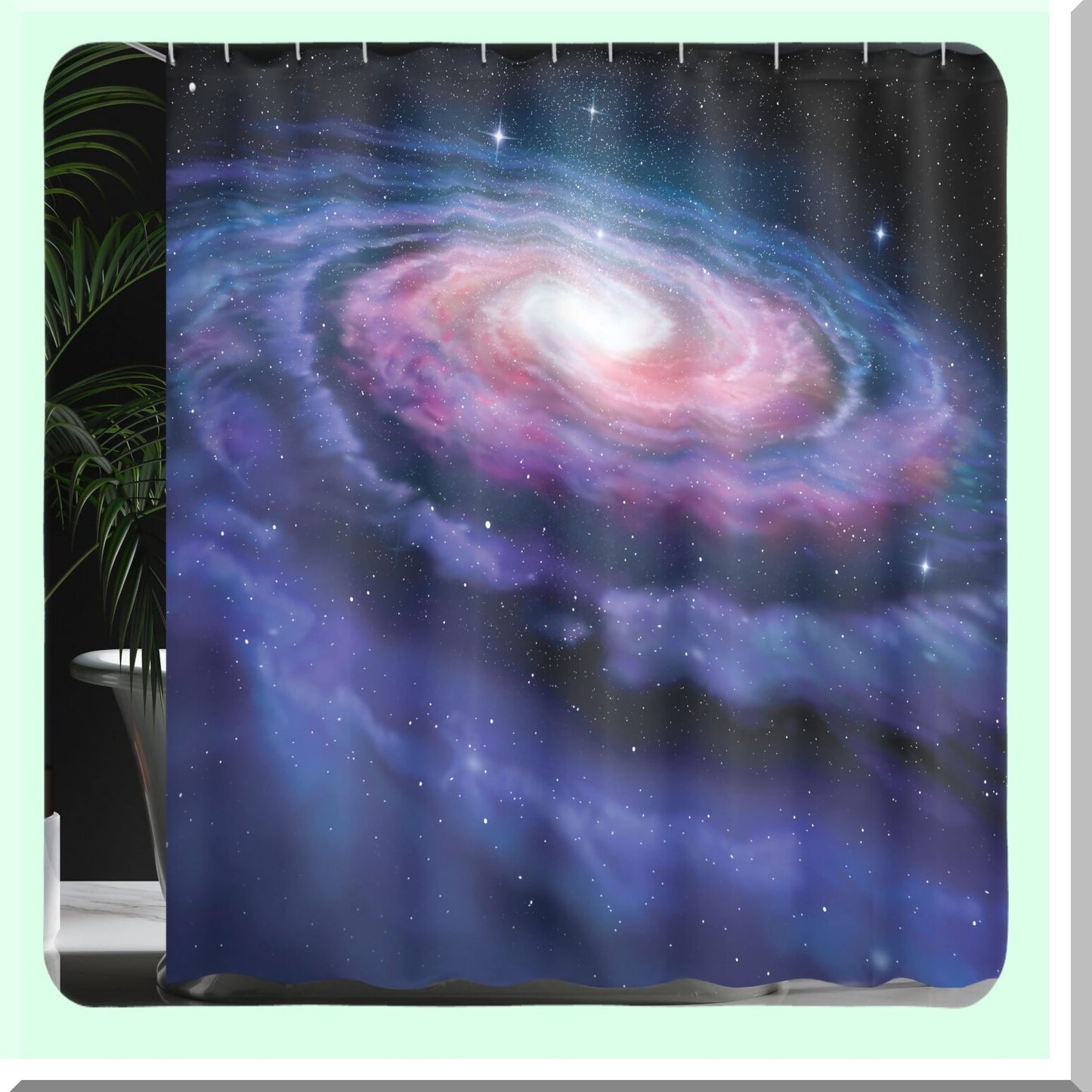 Outer Space Shower Curtain 69x75 inches Purple Blue