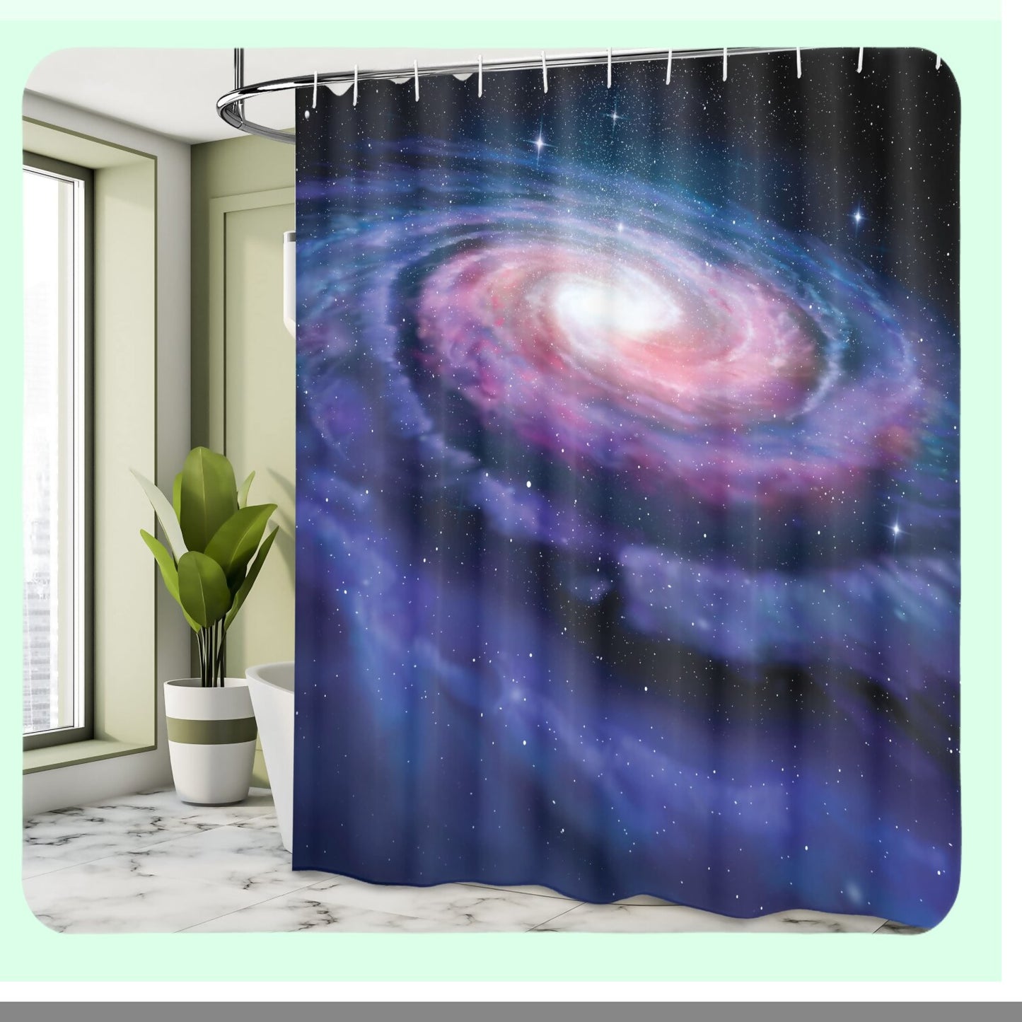 Outer Space Shower Curtain 69x75 inches Purple Blue