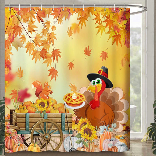 Thanksgiving Turkey Fall Autumn Harvest Shower Curtain 72"x72"