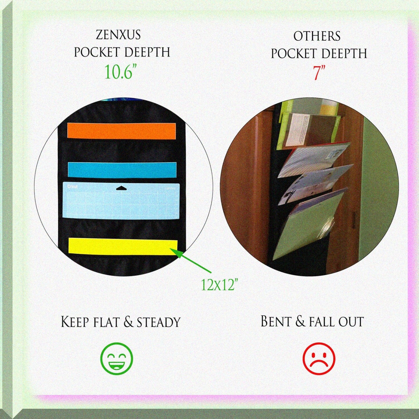 Hanging Organizer for 12x12 Paper with 3 Hooks