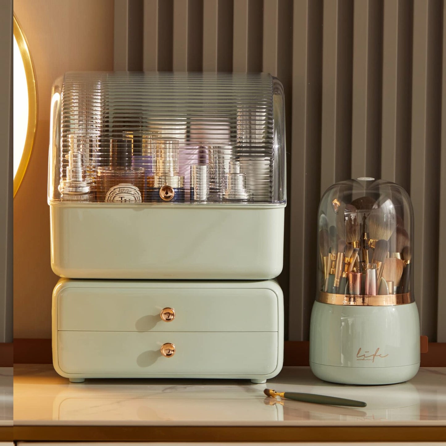 Large Makeup Organizer with Brush Holder