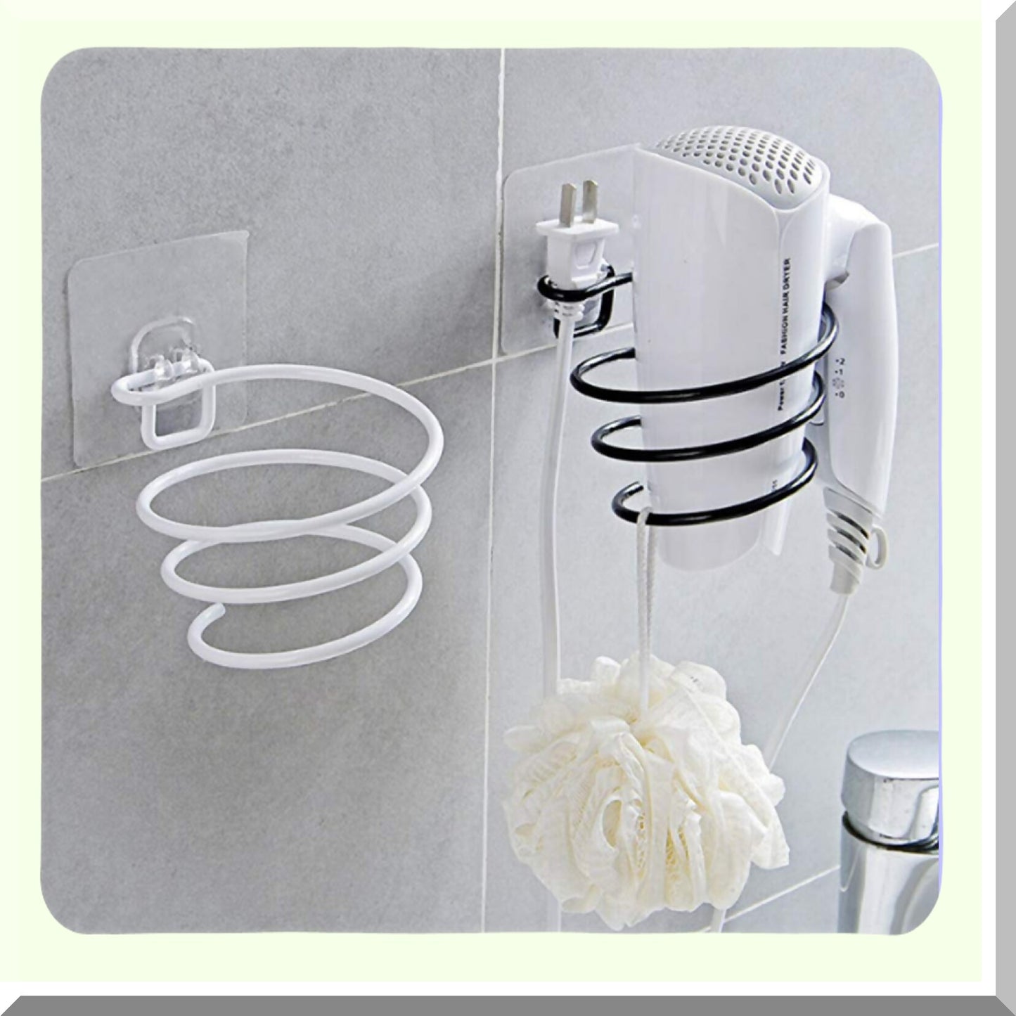 2 Pcs Wrought Iron Hair Dryer Storage Racks Black and White