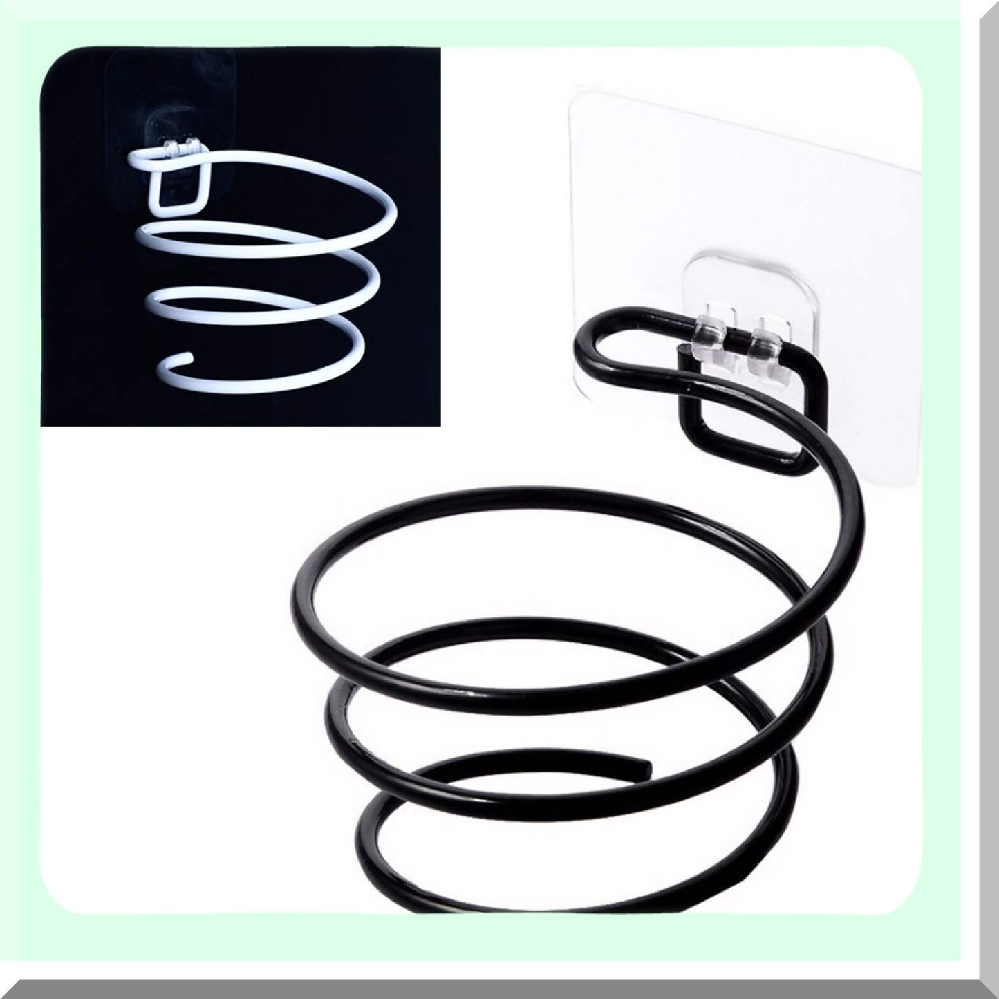 2 Pcs Wrought Iron Hair Dryer Storage Racks Black and White