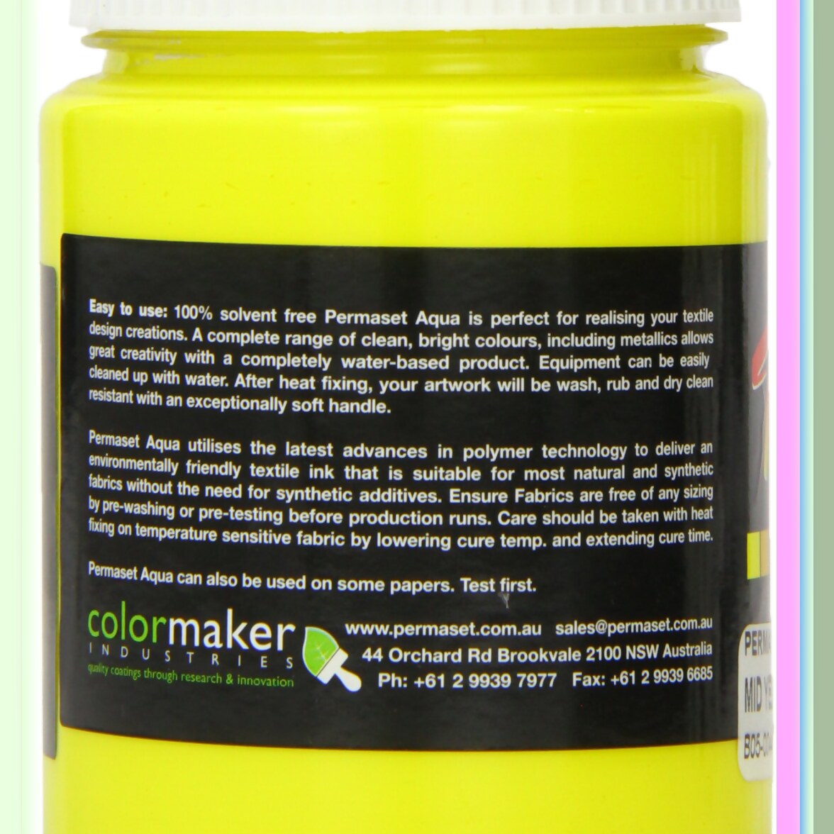 AquaSunshine Fabric Supercover Screenprinting Ink 300mL Mid Yellow