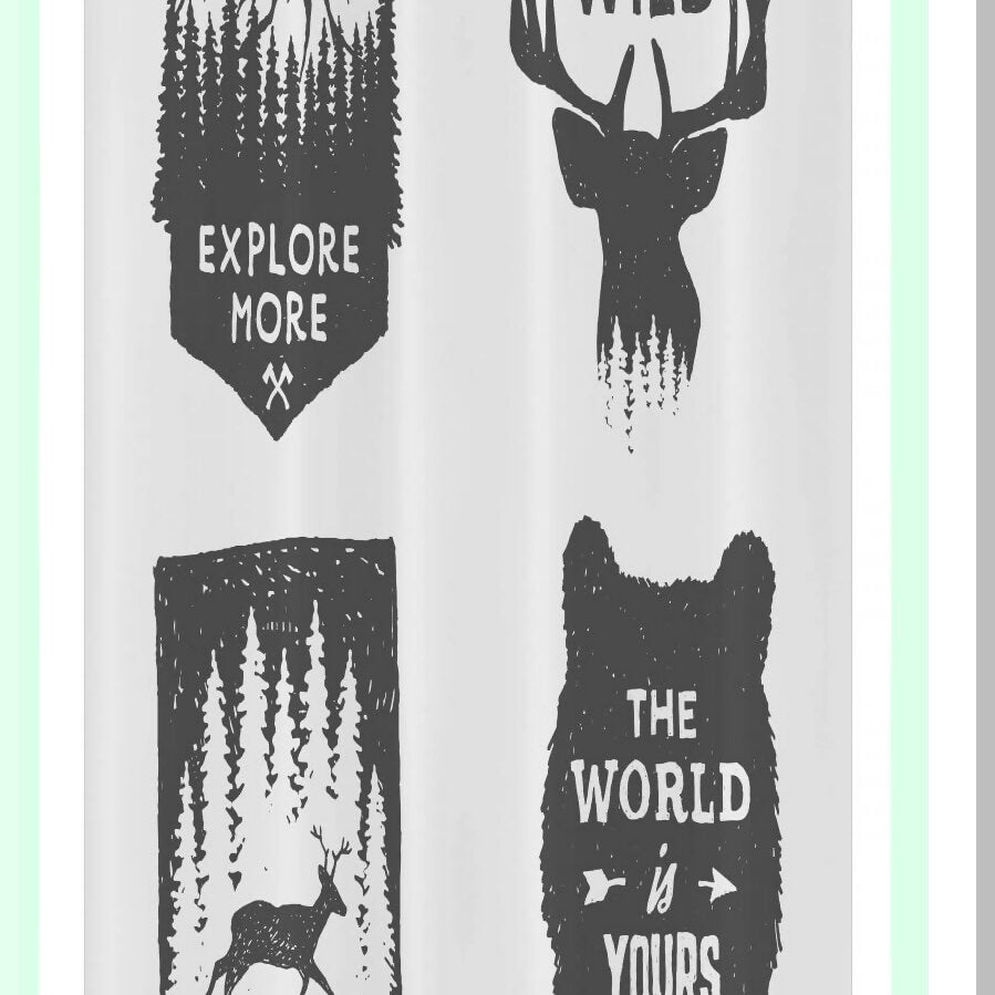 Wilderness Emblems Shower Curtain 36x72 Grey