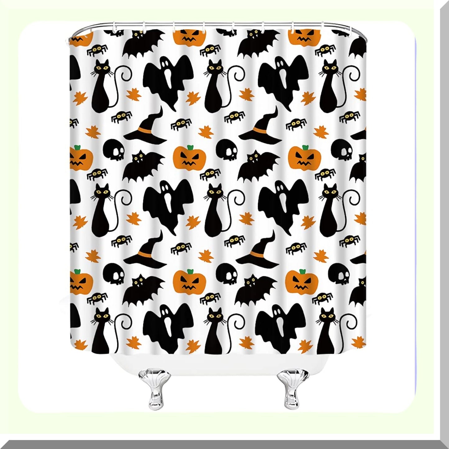 Cartoon Ghost Spooky Pumpkin Shower Curtain 70x70in