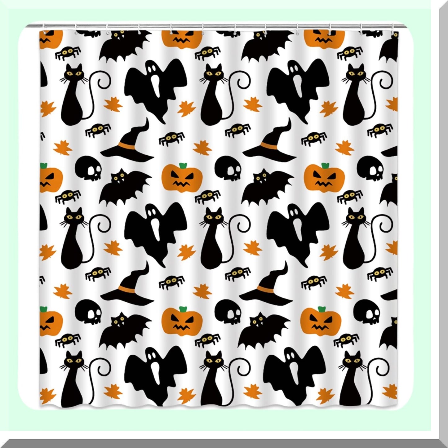 Cartoon Ghost Spooky Pumpkin Shower Curtain 70x70in