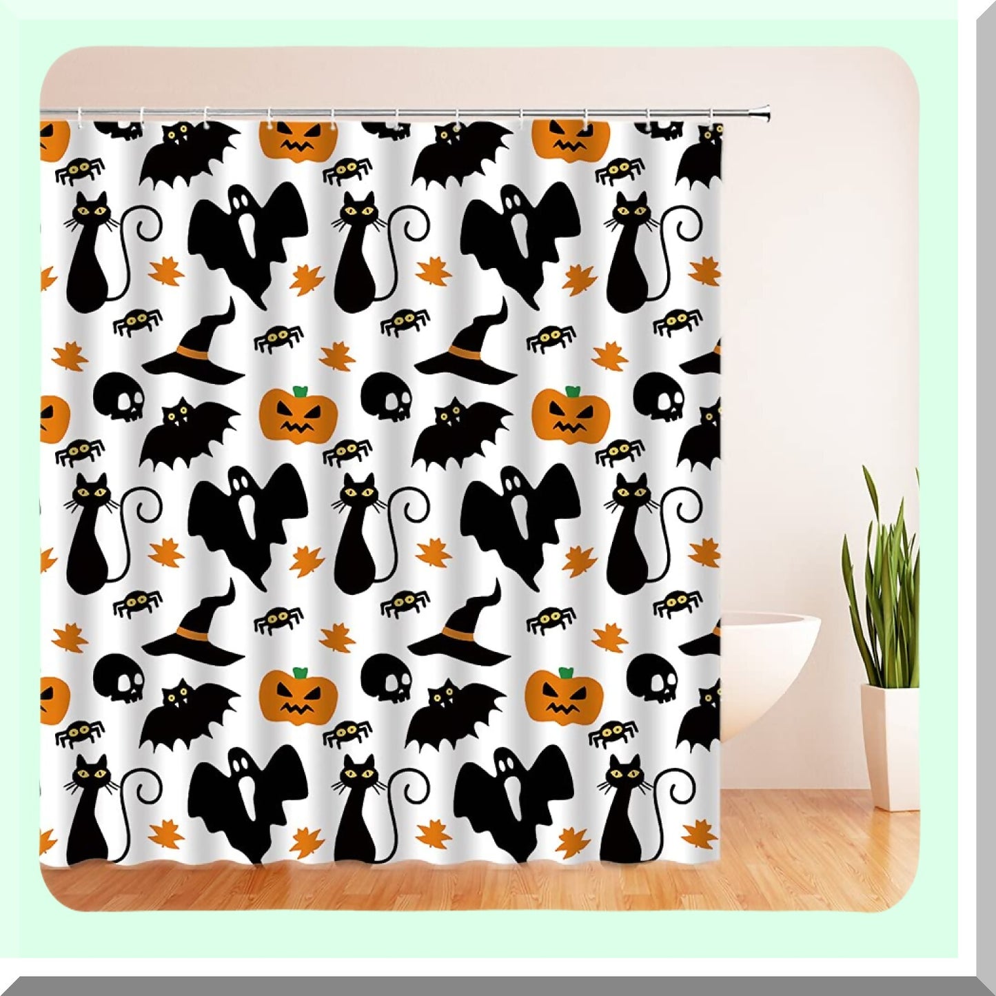 Cartoon Ghost Spooky Pumpkin Shower Curtain 70x70in