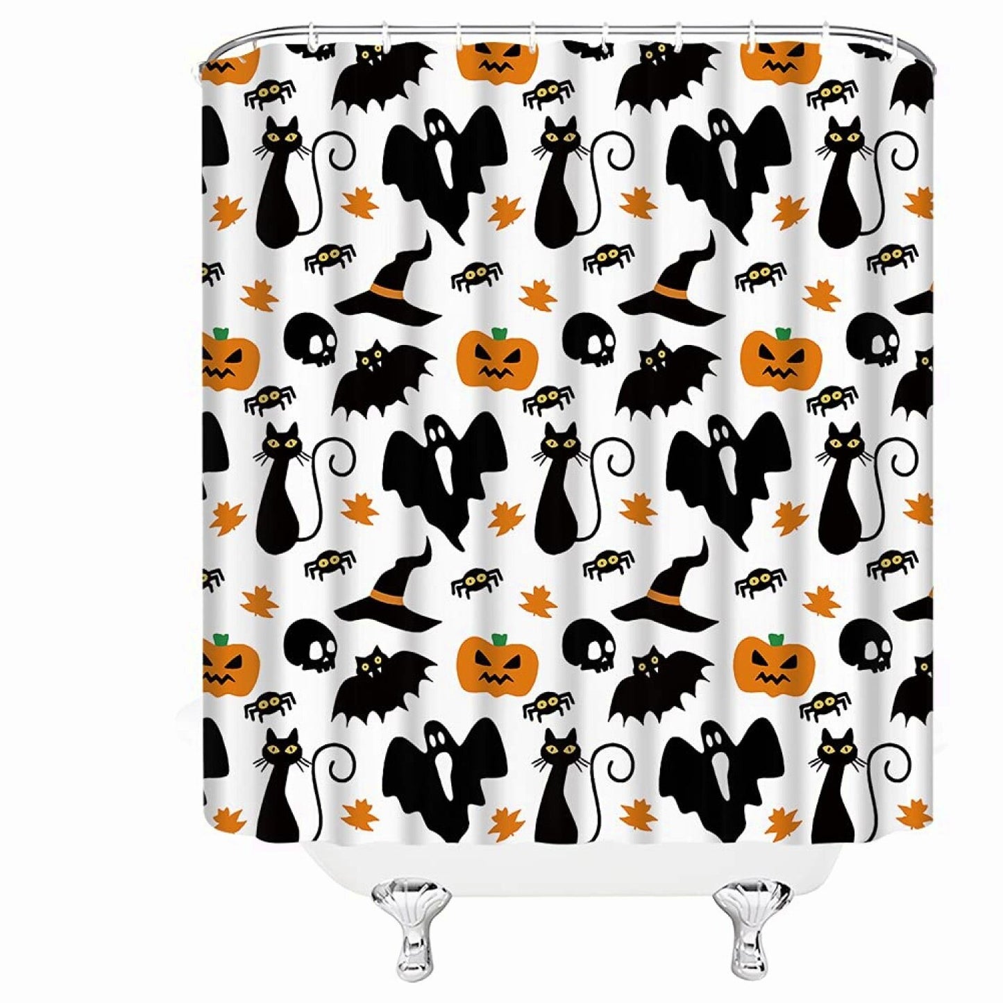 Cartoon Ghost Spooky Pumpkin Shower Curtain 70x70in