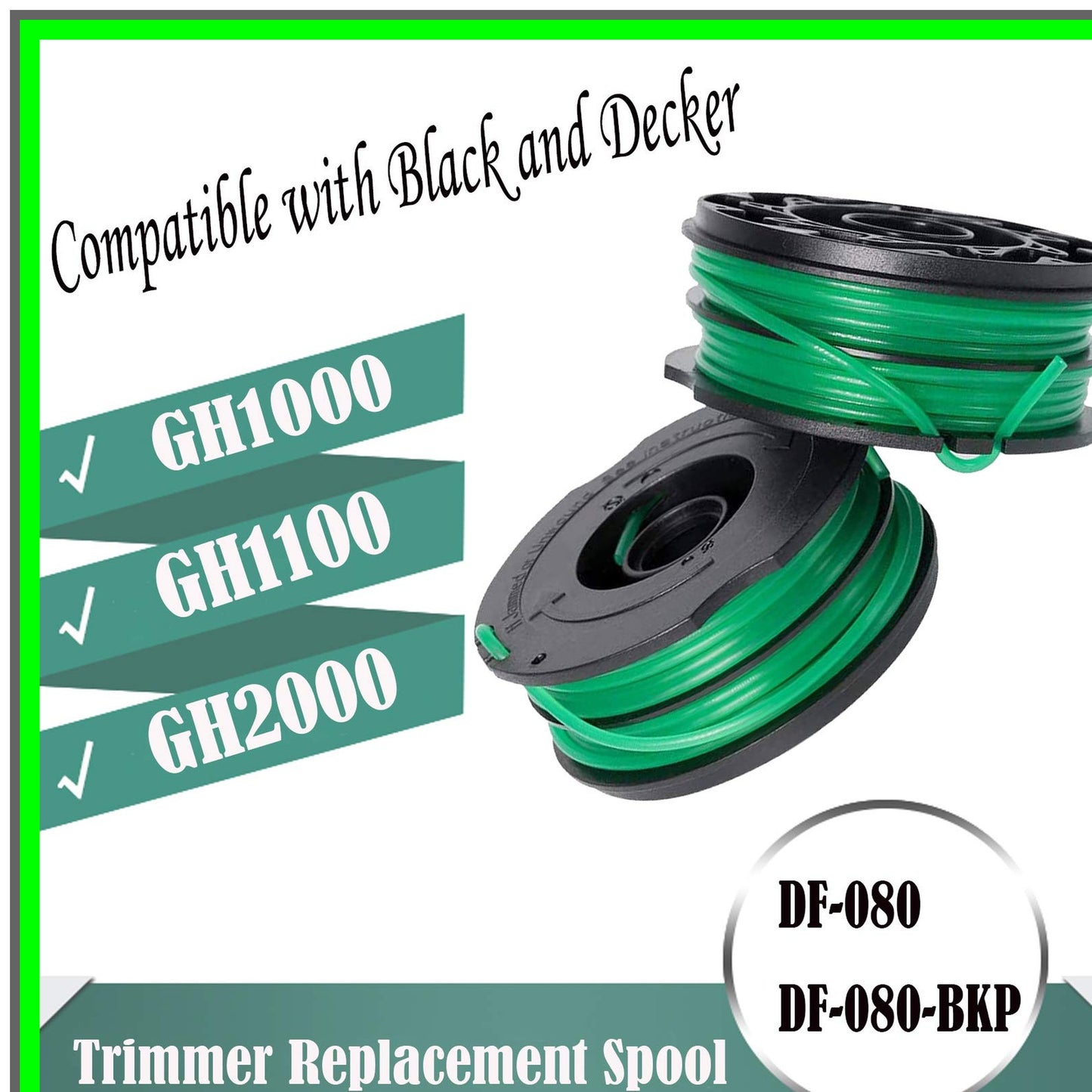 Trimmer Line Refills 30ft 0.080" for Black and Decker GH Series 6 Pack