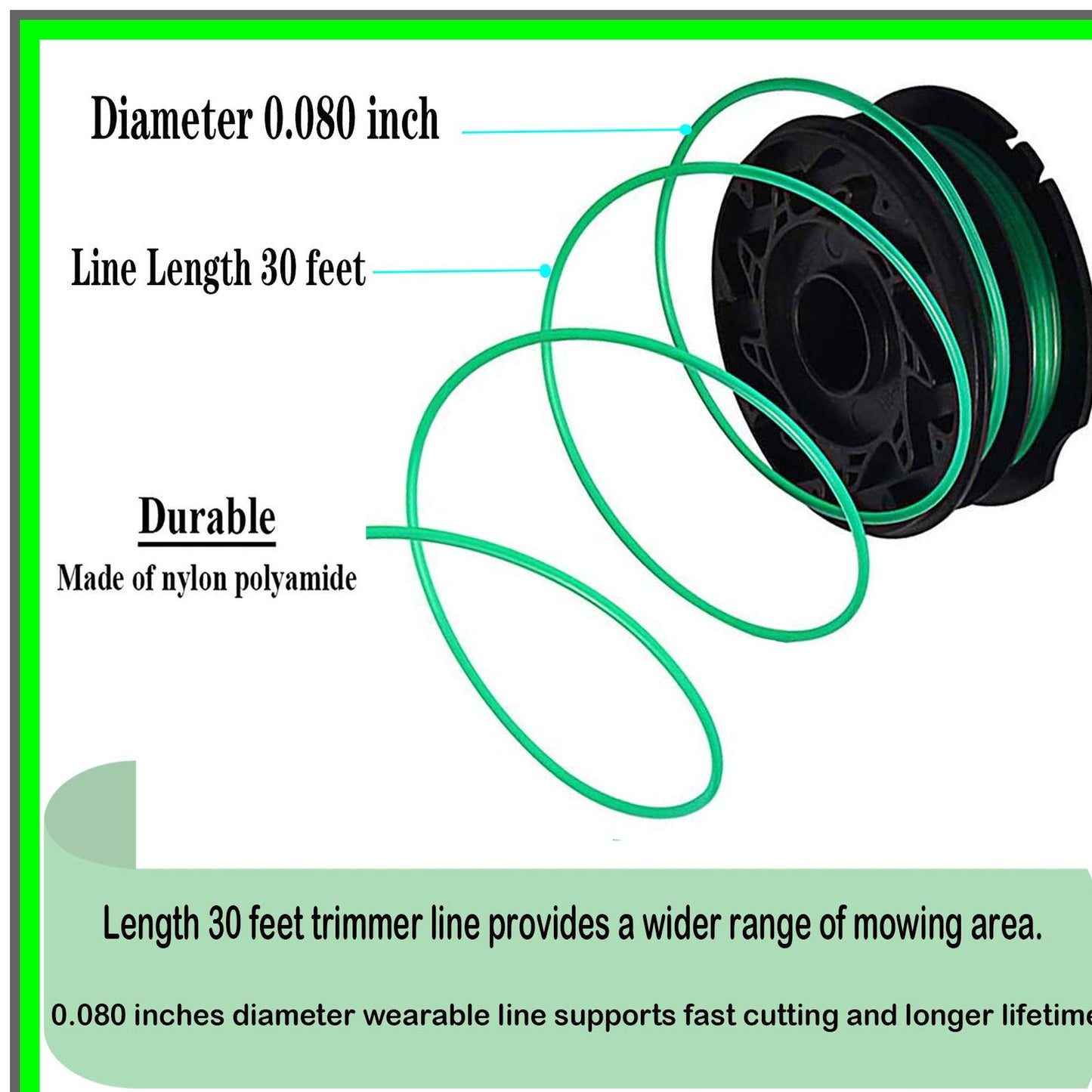 Trimmer Line Refills 30ft 0.080" for Black and Decker GH Series 6 Pack