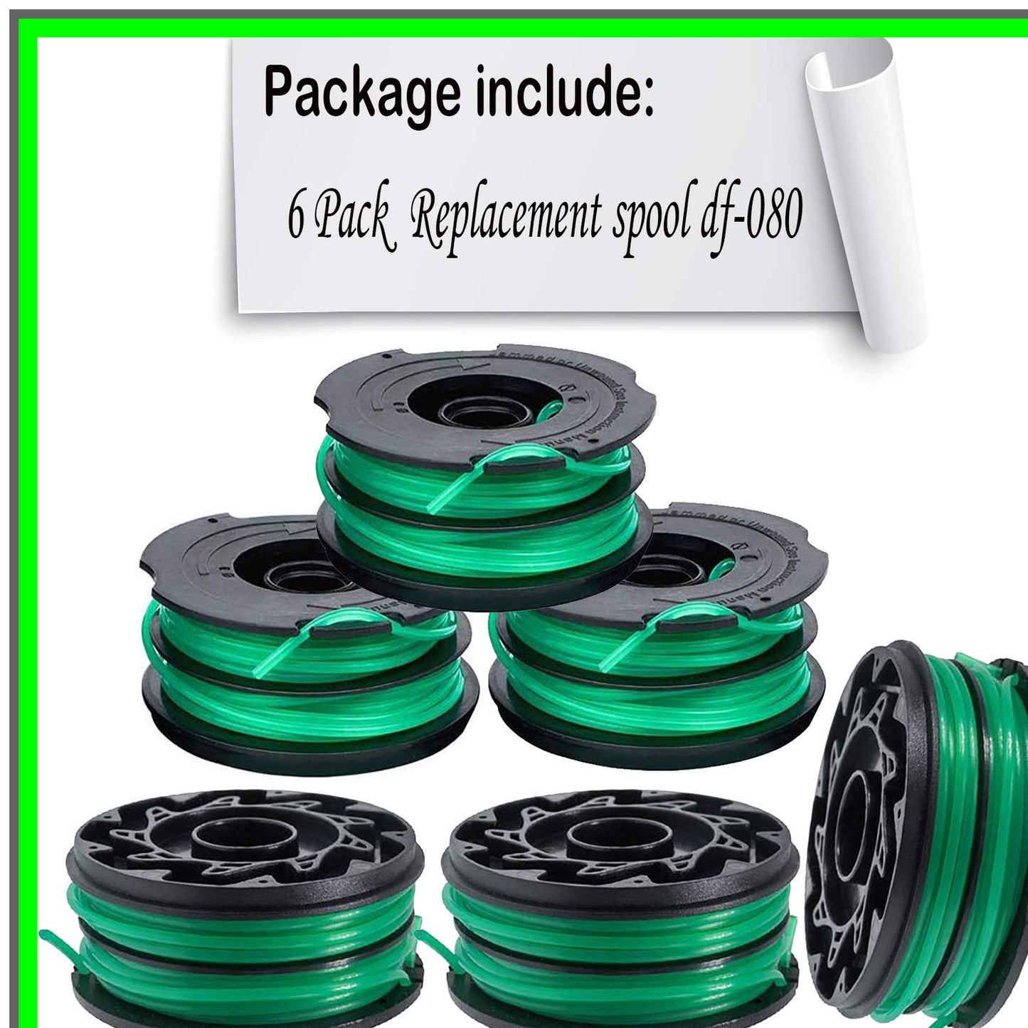 Trimmer Line Refills 30ft 0.080" for Black and Decker GH Series 6 Pack